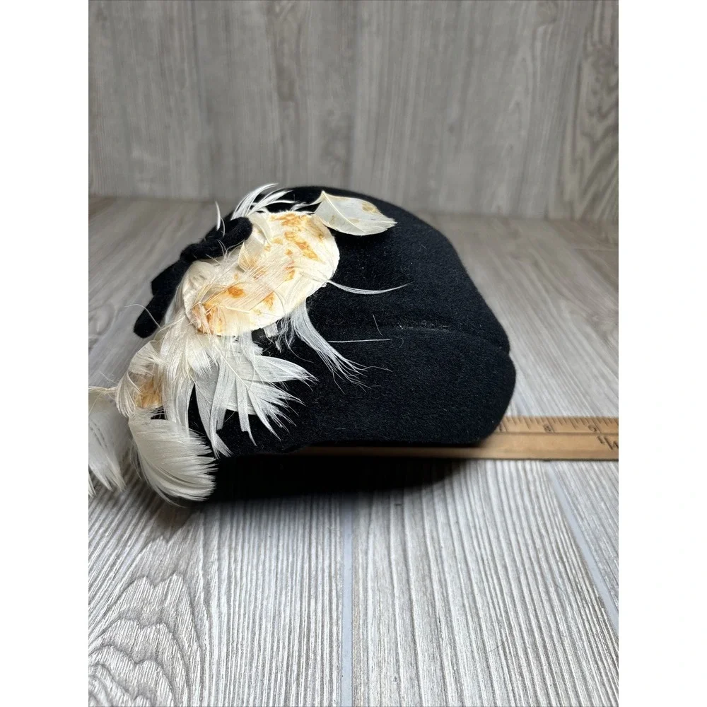 Vintage Women's‎ Black Genuine Velour Feather Hat Wedding Derby Church Repair